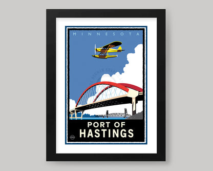 THE PORT OF HASTINGS BRIDGE VIEW || MINNESOTA LANDMARK ART PRINT