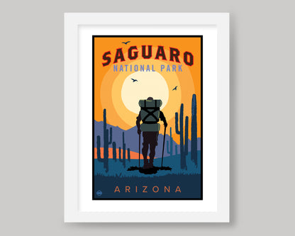 SAGUARO NATIONAL PARK SUNSET HIKE || ARIZONA LANDMARK ART PRINT