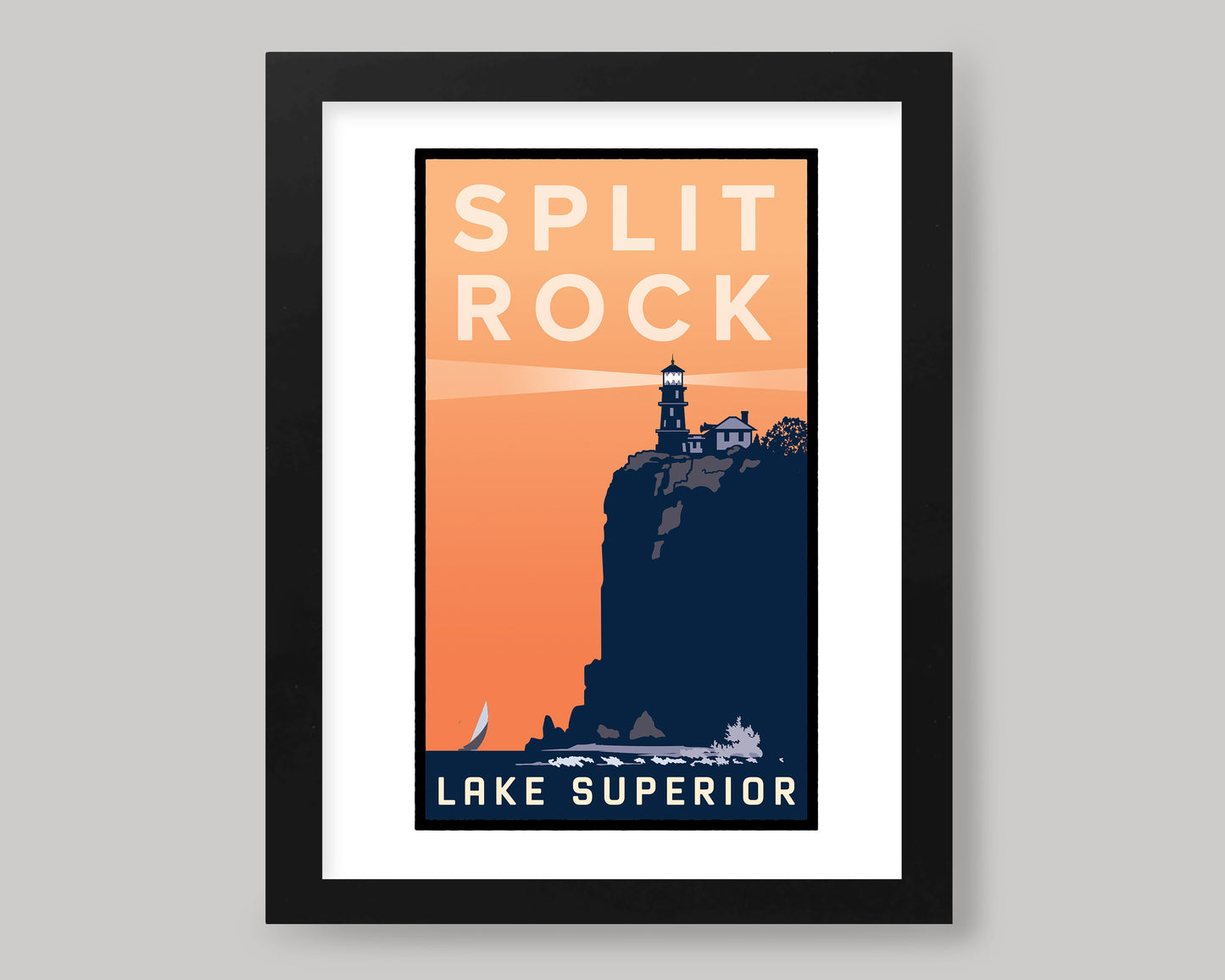 SPLIT ROCK LIGHTHOUSE ORANGE SKY || MINNESOTA LANDMARK ART PRINT