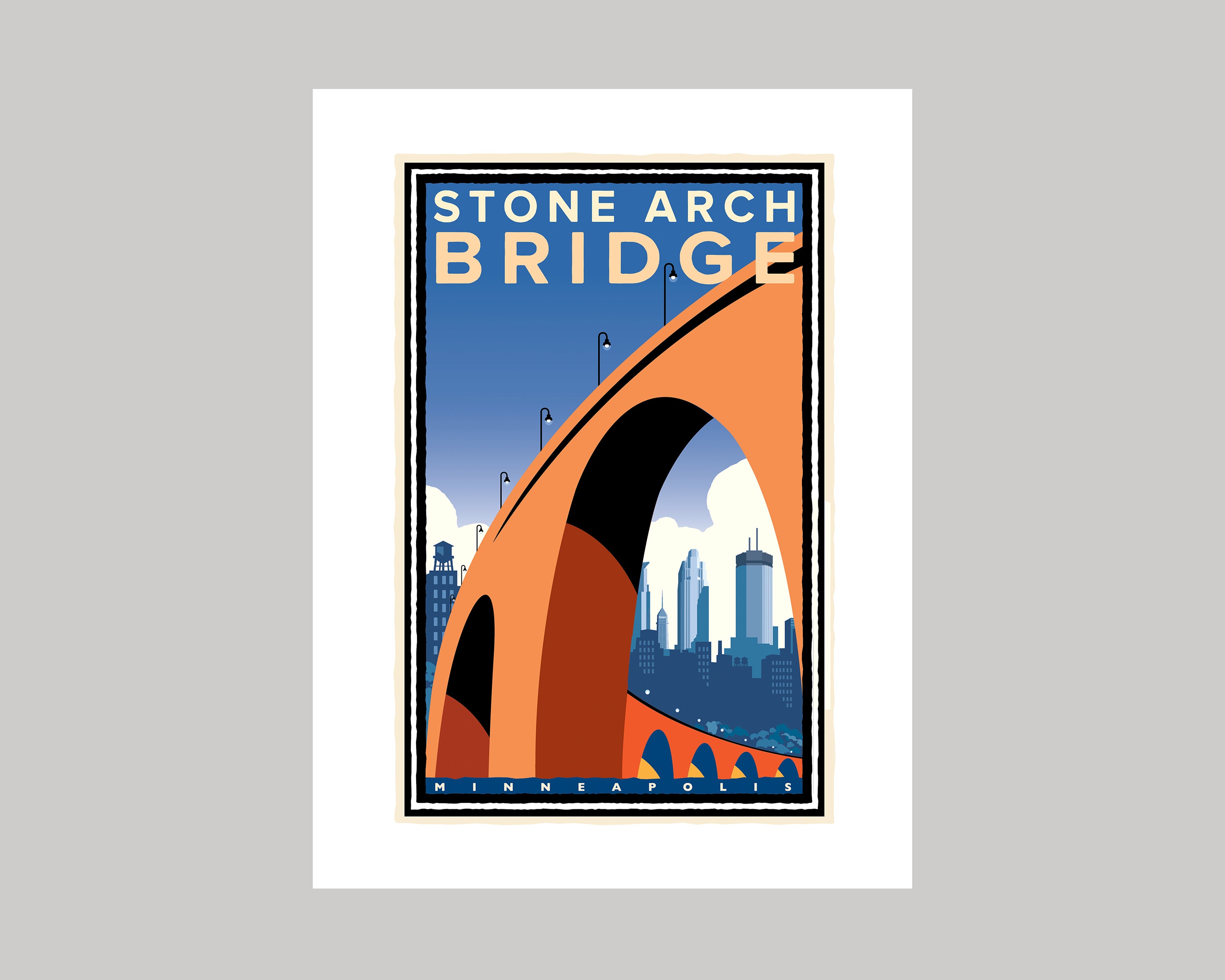 STONE ARCH CITY VIEW || MINNESOTA LANDMARK ART PRINT – Mark Herman Studio