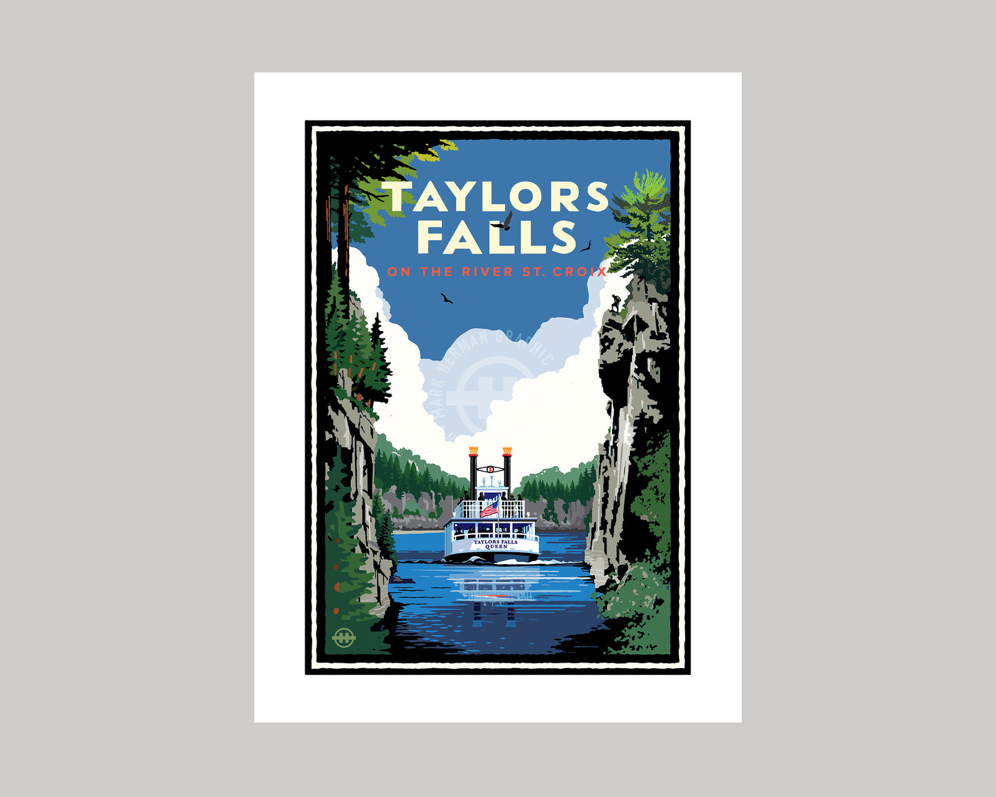 TAYLORS FALLS STEAMBOAT || MINNESOTA LANDMARK ART PRINT