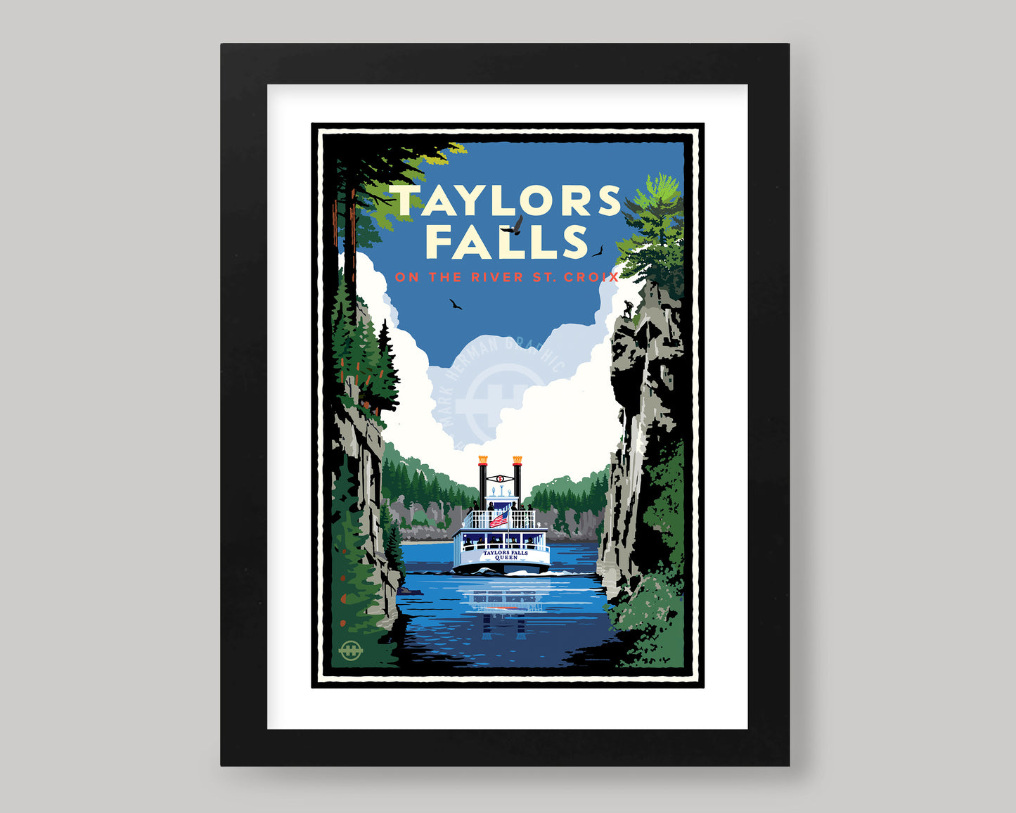 TAYLORS FALLS STEAMBOAT || MINNESOTA LANDMARK ART PRINT