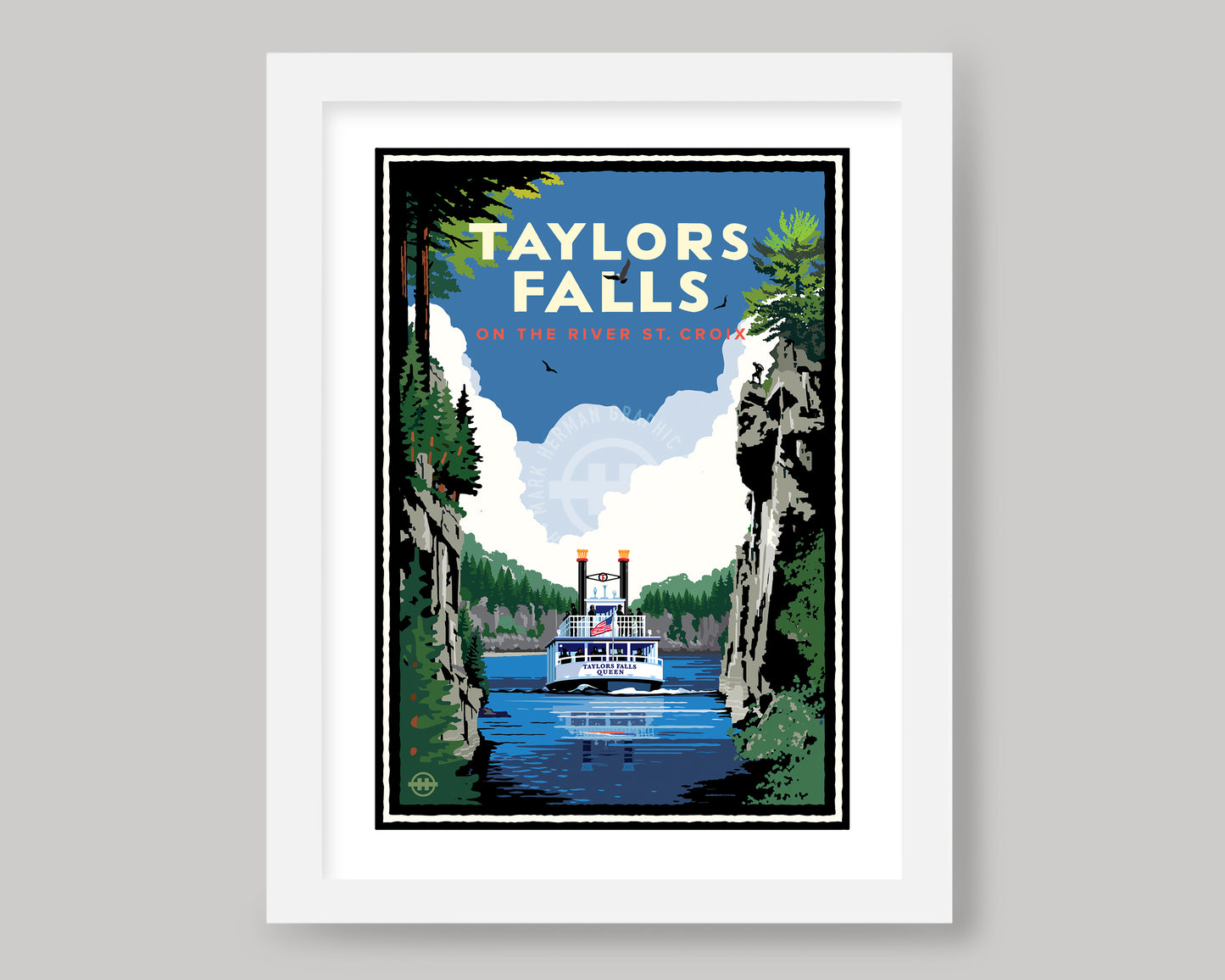 TAYLORS FALLS STEAMBOAT || MINNESOTA LANDMARK ART PRINT