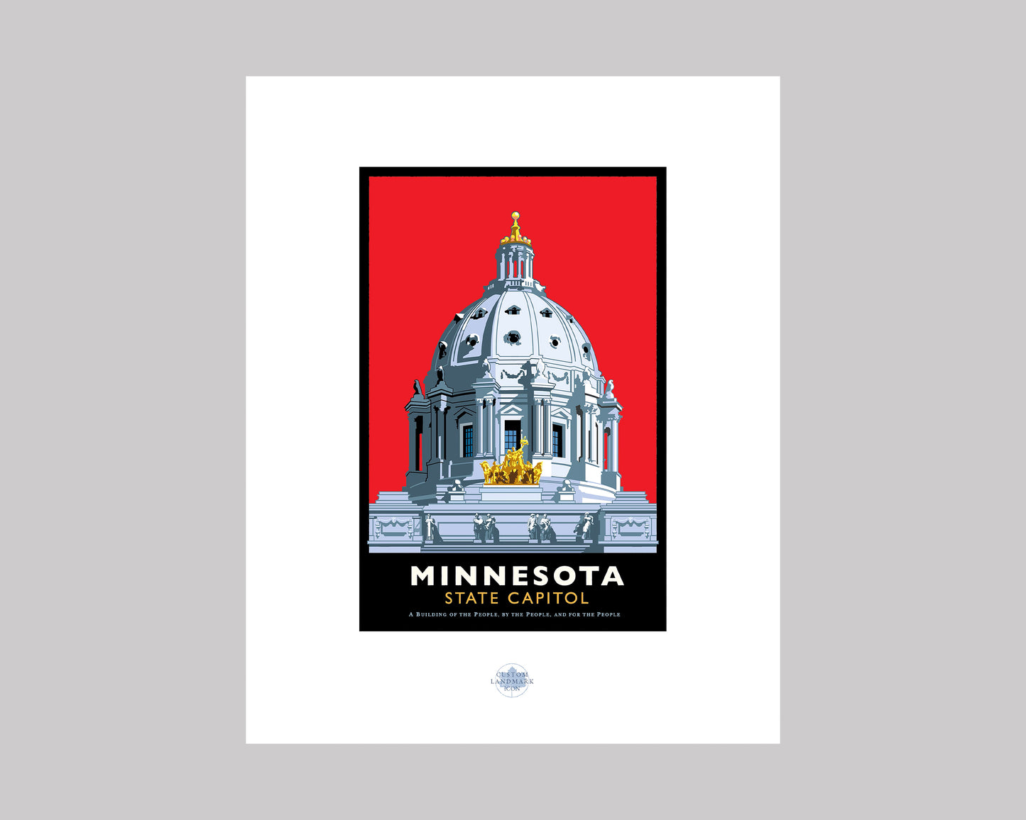 MINNESOTA STATE CAPITOL-RED || MINNESOTA LANDMARK ART PRINT