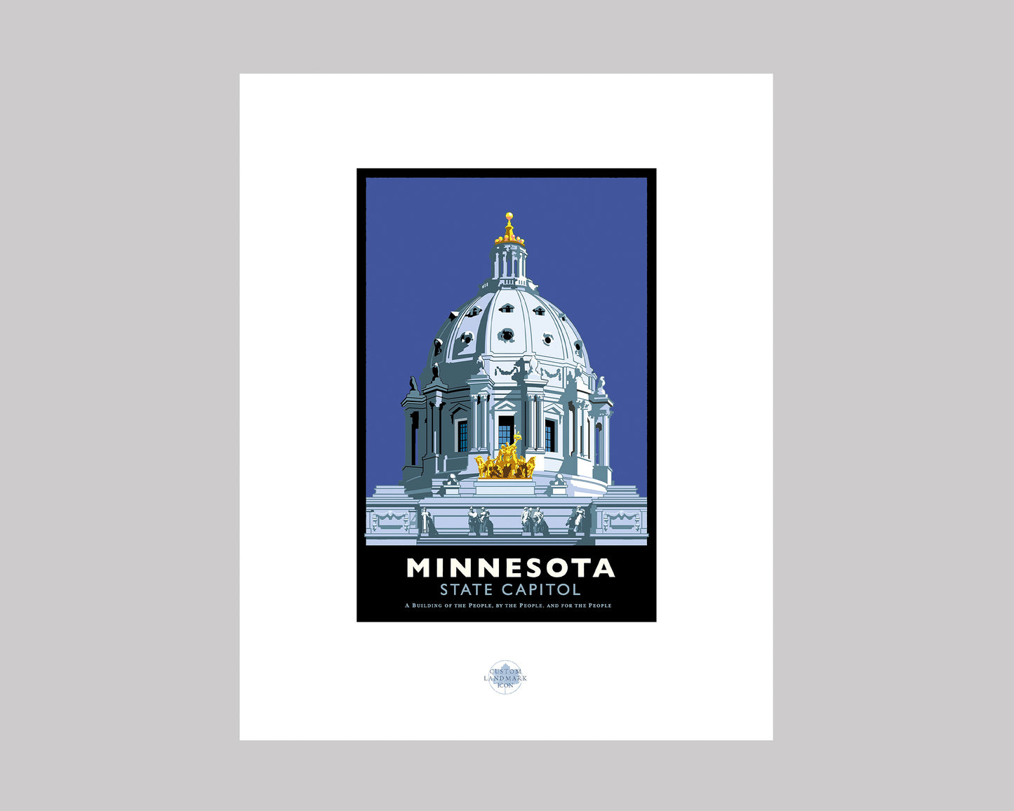 MINNESOTA STATE CAPITOL-BLUE || MINNESOTA LANDMARK ART PRINT