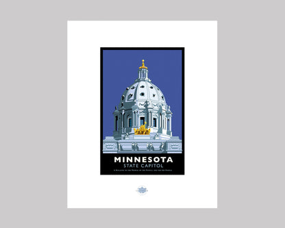 MINNESOTA STATE CAPITOL-BLUE || MINNESOTA LANDMARK ART PRINT