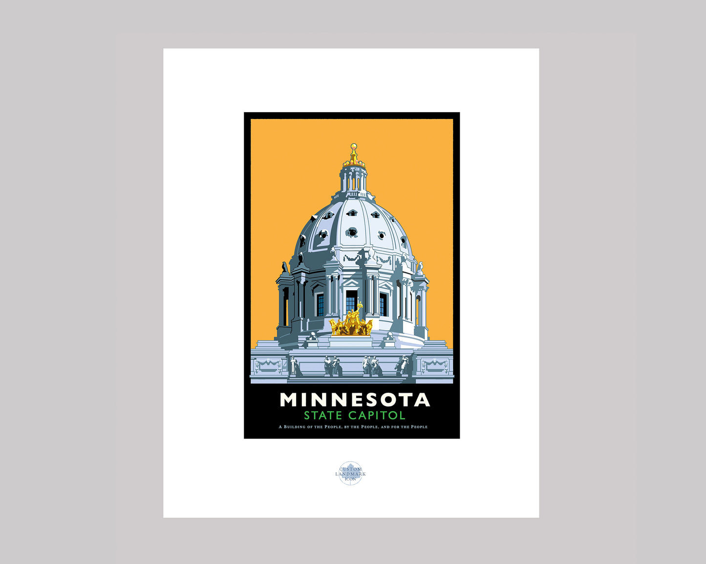 MINNESOTA STATE CAPITOL-YELLOW || MINNESOTA LANDMARK ART PRINT