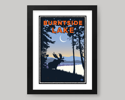 BURNTSIDE LAKE CRESCENT MOON || MINNESOTA LANDMARK ART PRINT