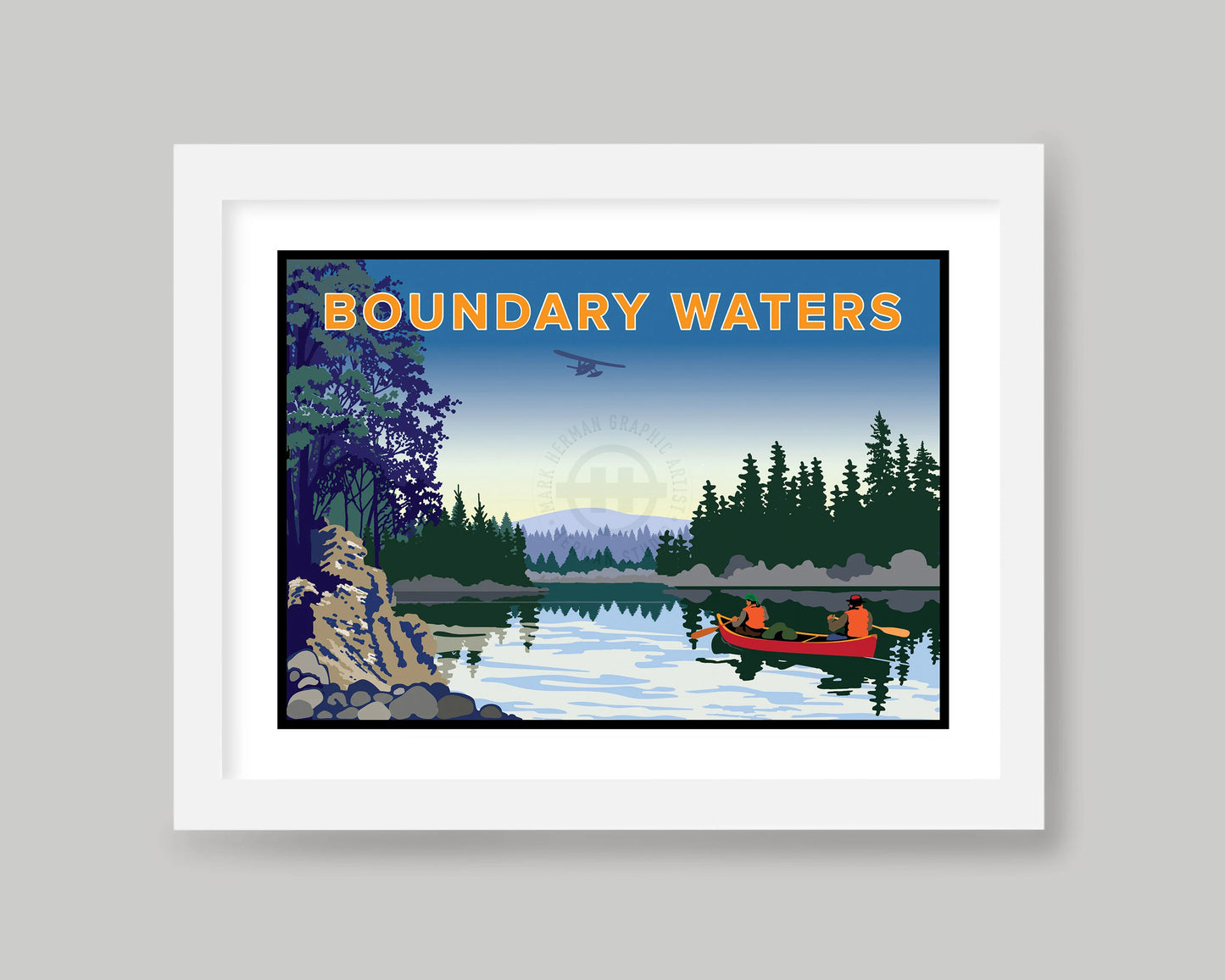 BOUNDARY WATERS FLOAT PLANE VIEW LANDSCAPE || MINNESOTA LANDMARK ART PRINT