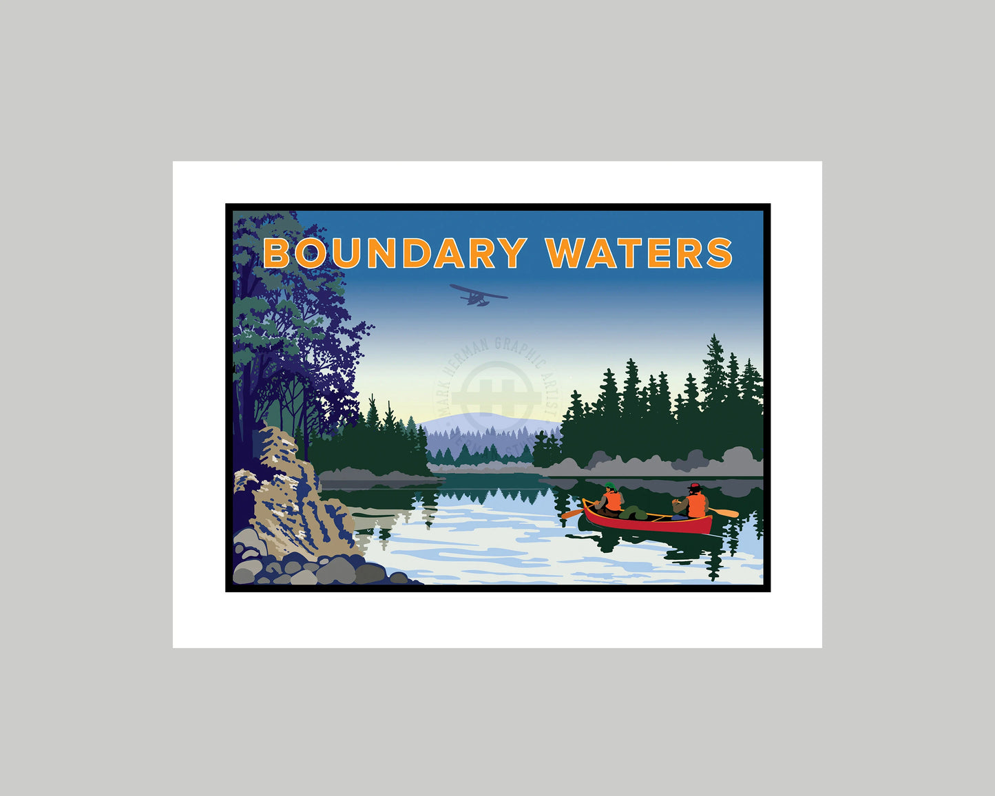 BOUNDARY WATERS FLOAT PLANE VIEW LANDSCAPE || MINNESOTA LANDMARK ART PRINT