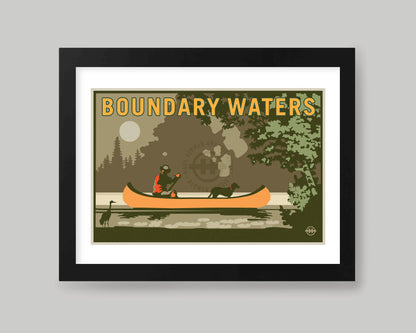 BOUNDARY WATERS PADDLE WITH YOUR PUP LANDSCAPE || MINNESOTA LANDMARK ART PRINT