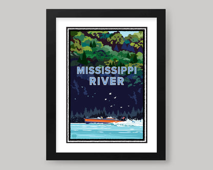SUMMER ON THE MISSISSIPPI RIVER || MINNESOTA LANDMARK ART PRINT