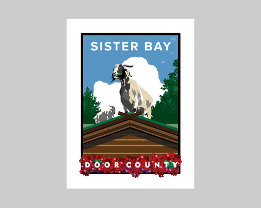 THE FAMOUS GOATS OF SISTER BAY || WISCONSIN LANDMARK ART PRINT