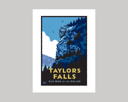 TAYLORS FALLS- THE OLD MAN OF THE DALLES WS || MINNESOTA LANDMARK ART PRINT