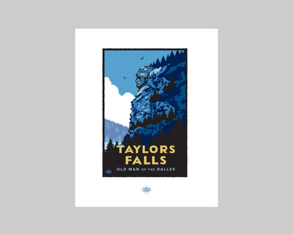 TAYLORS FALLS- THE OLD MAN OF THE DALLES WS || MINNESOTA LANDMARK ART PRINT