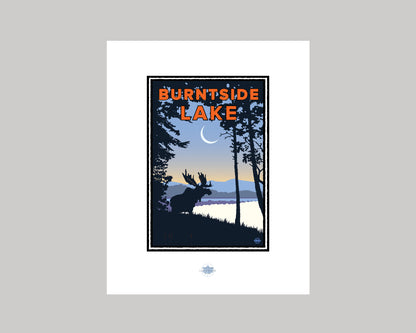 BURNTSIDE LAKE CRESCENT MOON || MINNESOTA LANDMARK ART PRINT