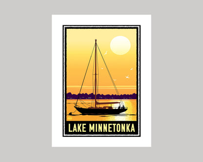 LAKE MINNETONKA SUNSET SAILING || MINNESOTA LANDMARK ART PRINT