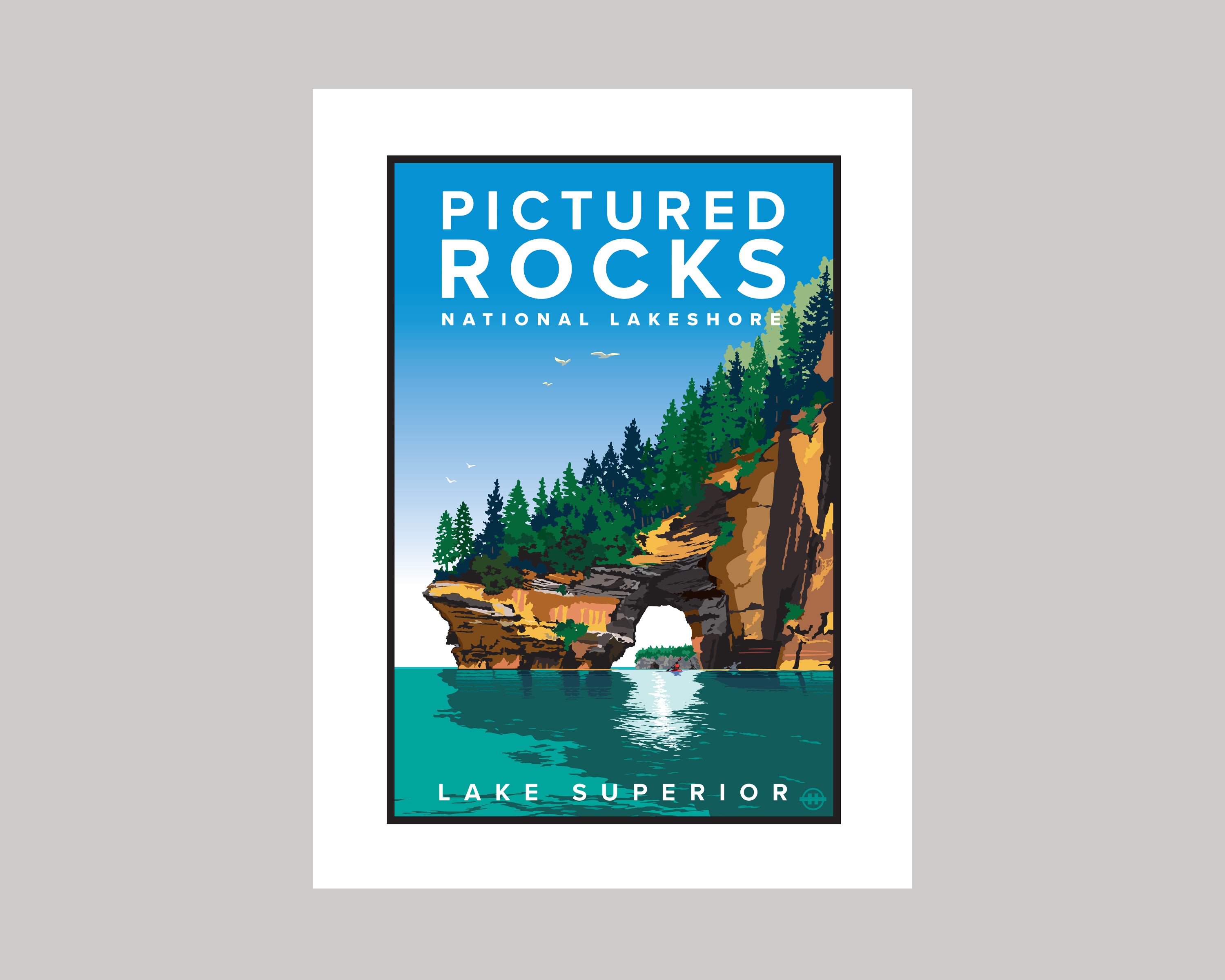 PICTURED ROCKS NATIONAL LAKESHORE WS || MICHIGAN LANDMARK ART PRINT ...