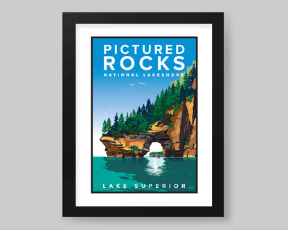 PICTURED ROCKS NATIONAL LAKESHORE || MICHIGAN LANDMARK ART PRINT