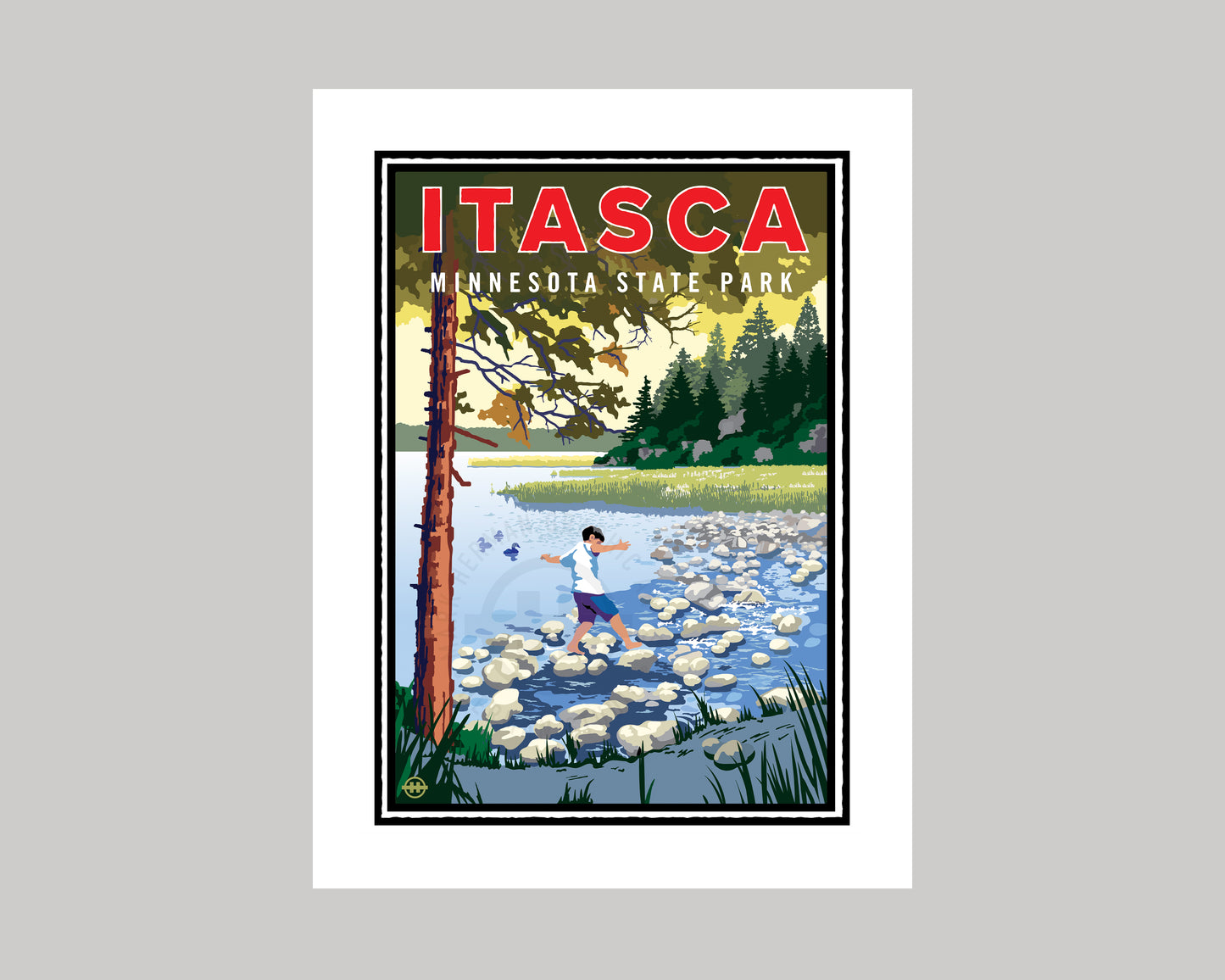 ITASCA STATE PARK- CROSSING THE HEADWATERS || MINNESOTA LANDMARK ART PRINT