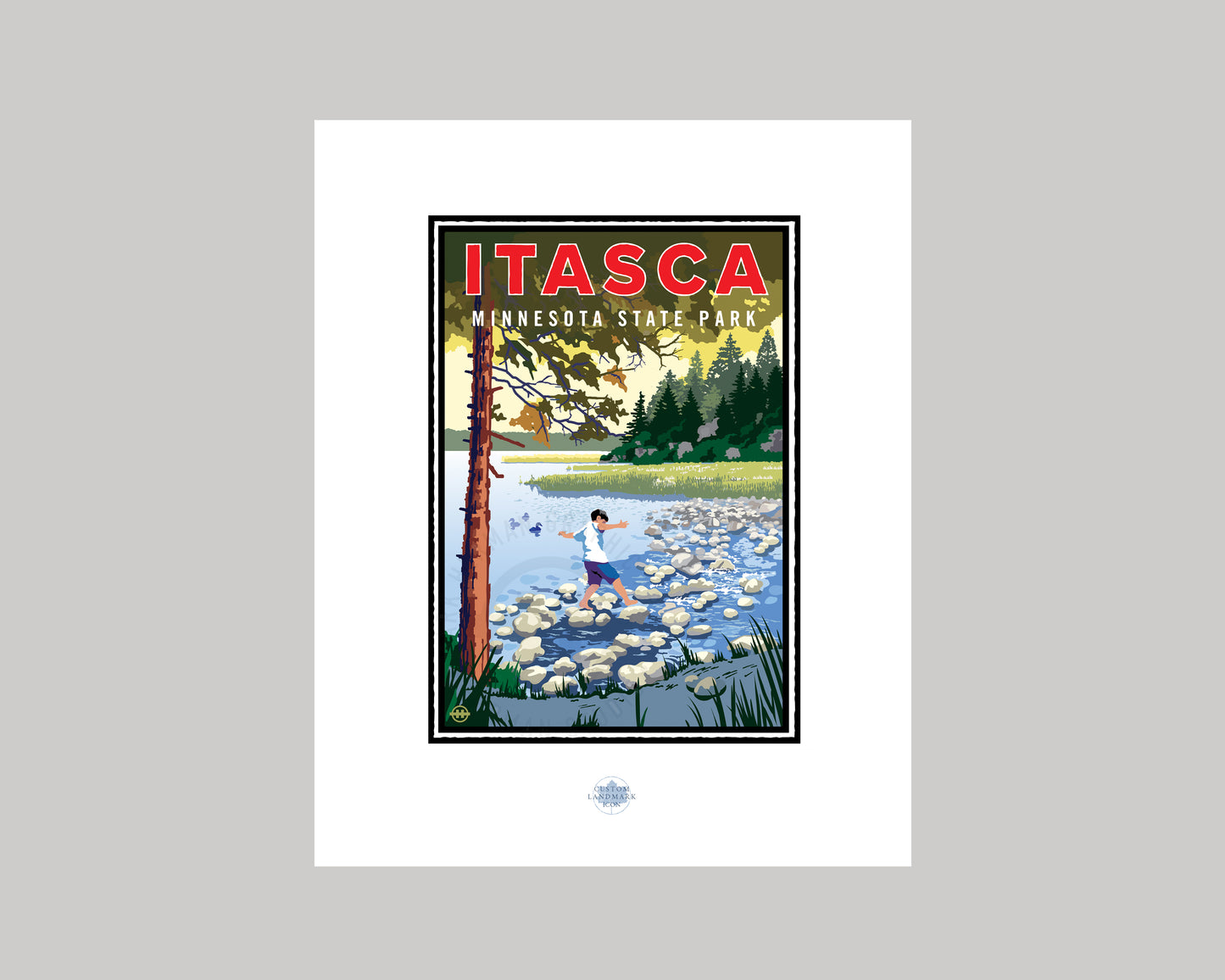 ITASCA STATE PARK- CROSSING THE HEADWATERS || MINNESOTA LANDMARK ART PRINT