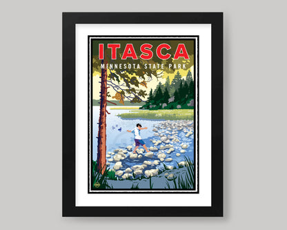 ITASCA STATE PARK- CROSSING THE HEADWATERS || MINNESOTA LANDMARK ART PRINT