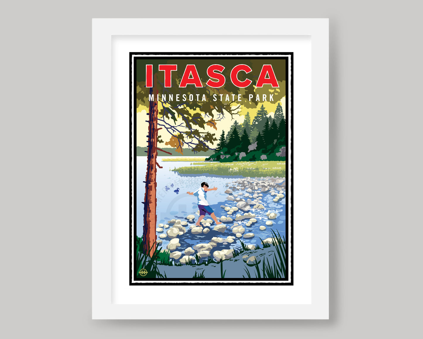 ITASCA STATE PARK- CROSSING THE HEADWATERS || MINNESOTA LANDMARK ART PRINT