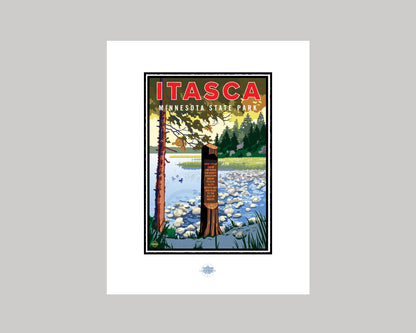 MISSISSIPPI RIVER HEADWATERS SIGN- ITASCA STATE PARK || MINNESOTA LANDMARK ART PRINT