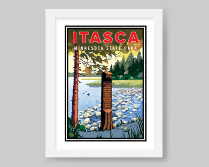 MISSISSIPPI RIVER HEADWATERS SIGN- ITASCA STATE PARK || MINNESOTA LANDMARK ART PRINT