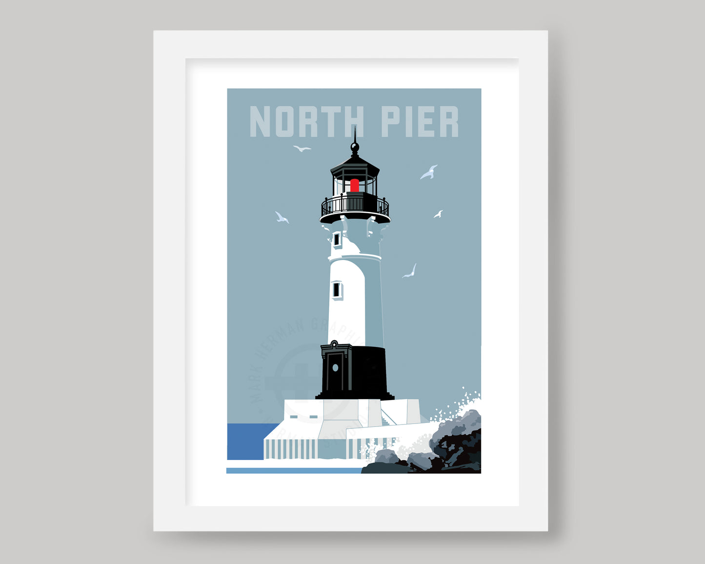 DULUTH HARBOR NORTH PIER LIGHTHOUSE DAY || MINNESOTA LANDMARK ART PRINT