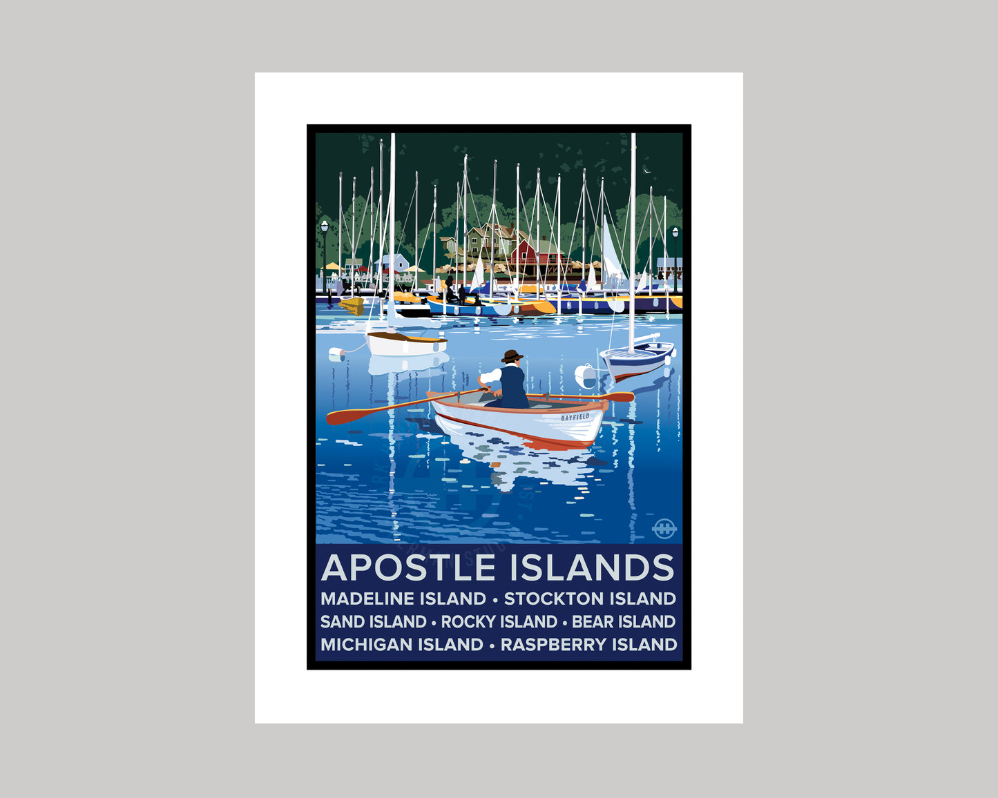 APOSTLE ISLANDS ROW BOAT || WISCONSIN LANDMARK ART PRINT