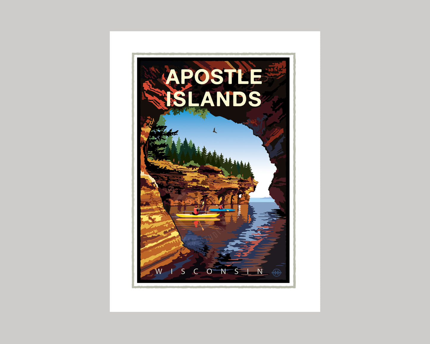 APOSTLE ISLANDS SEA CAVE VIEW || WISCONSIN LANDMARK ART PRINT