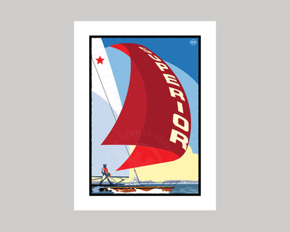 SUPERIOR BIG RED SAIL || MINNESOTA LANDMARK ART PRINT