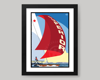 SUPERIOR BIG RED SAIL || MINNESOTA LANDMARK ART PRINT