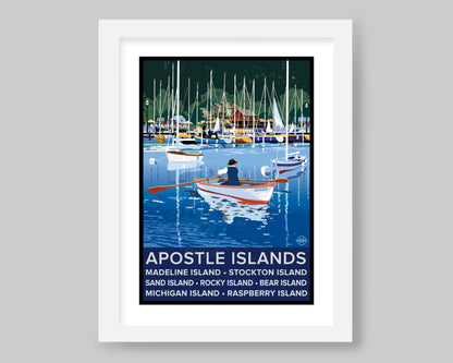 APOSTLE ISLANDS ROW BOAT || WISCONSIN LANDMARK ART PRINT