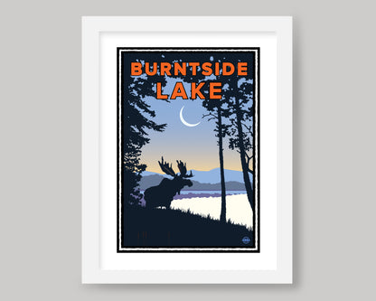 BURNTSIDE LAKE CRESCENT MOON || MINNESOTA LANDMARK ART PRINT